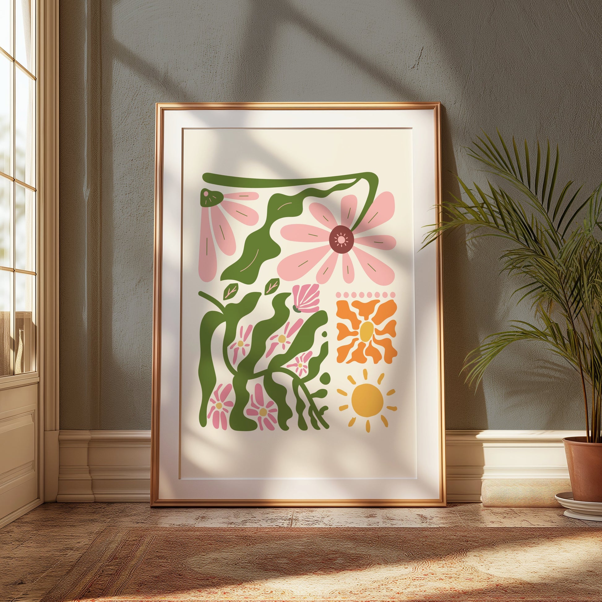 Premium Poster of Floral Harmony Abstract Plant Art Print Posters