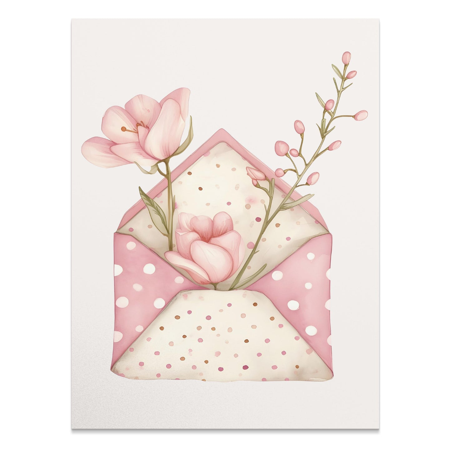 Premium Poster of Floral Pink Envelope with Flowers Art Print Posters