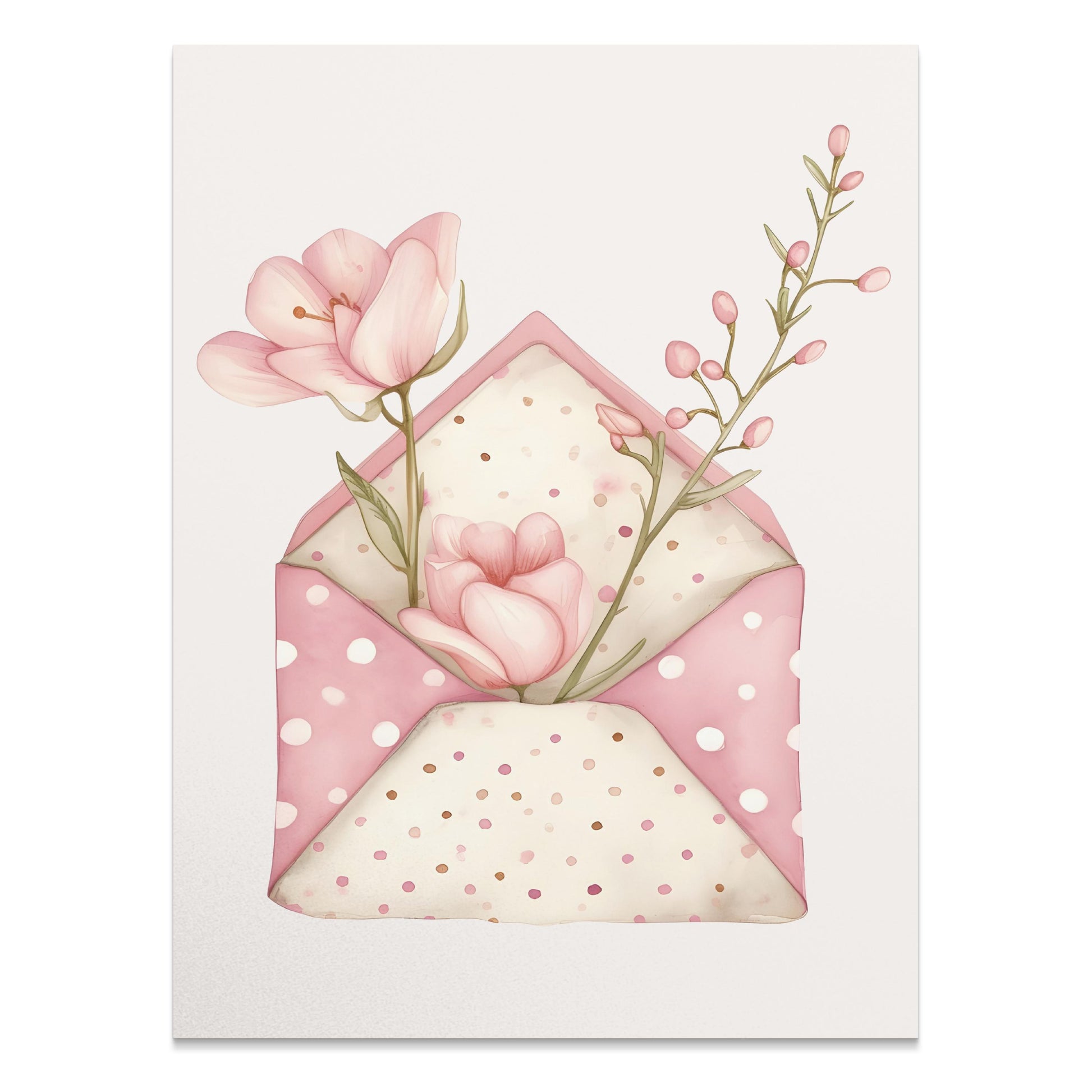Premium Poster of Floral Pink Envelope with Flowers Art Print Posters