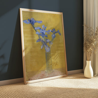 Premium Poster of Floral Still Life Blue Flowers in Vase Art Posters