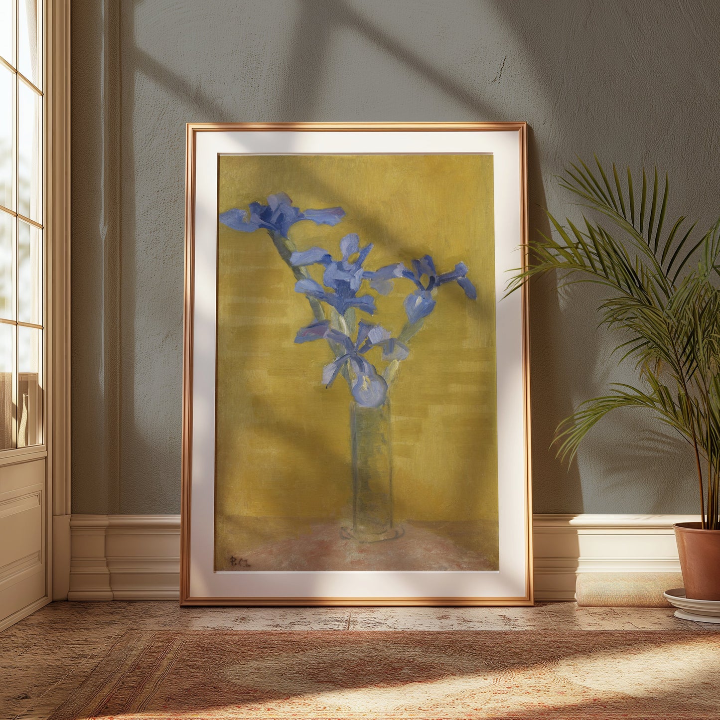 Premium Poster of Floral Still Life Blue Flowers in Vase Art Posters