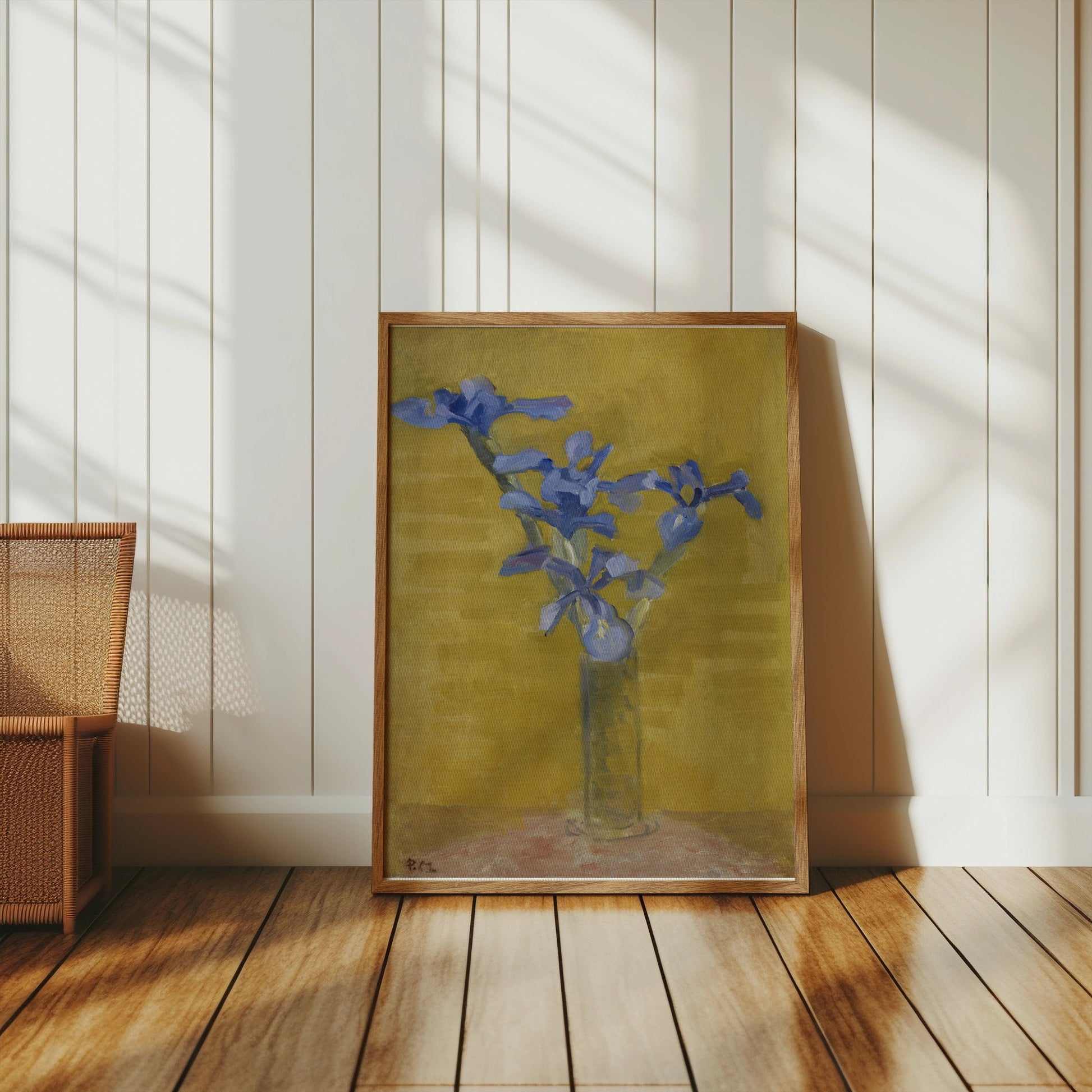 Premium Poster of Floral Still Life Blue Flowers in Vase Art Posters