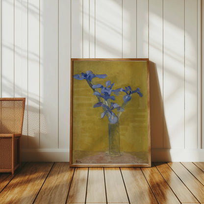 Premium Poster of Floral Still Life Blue Flowers in Vase Art Posters
