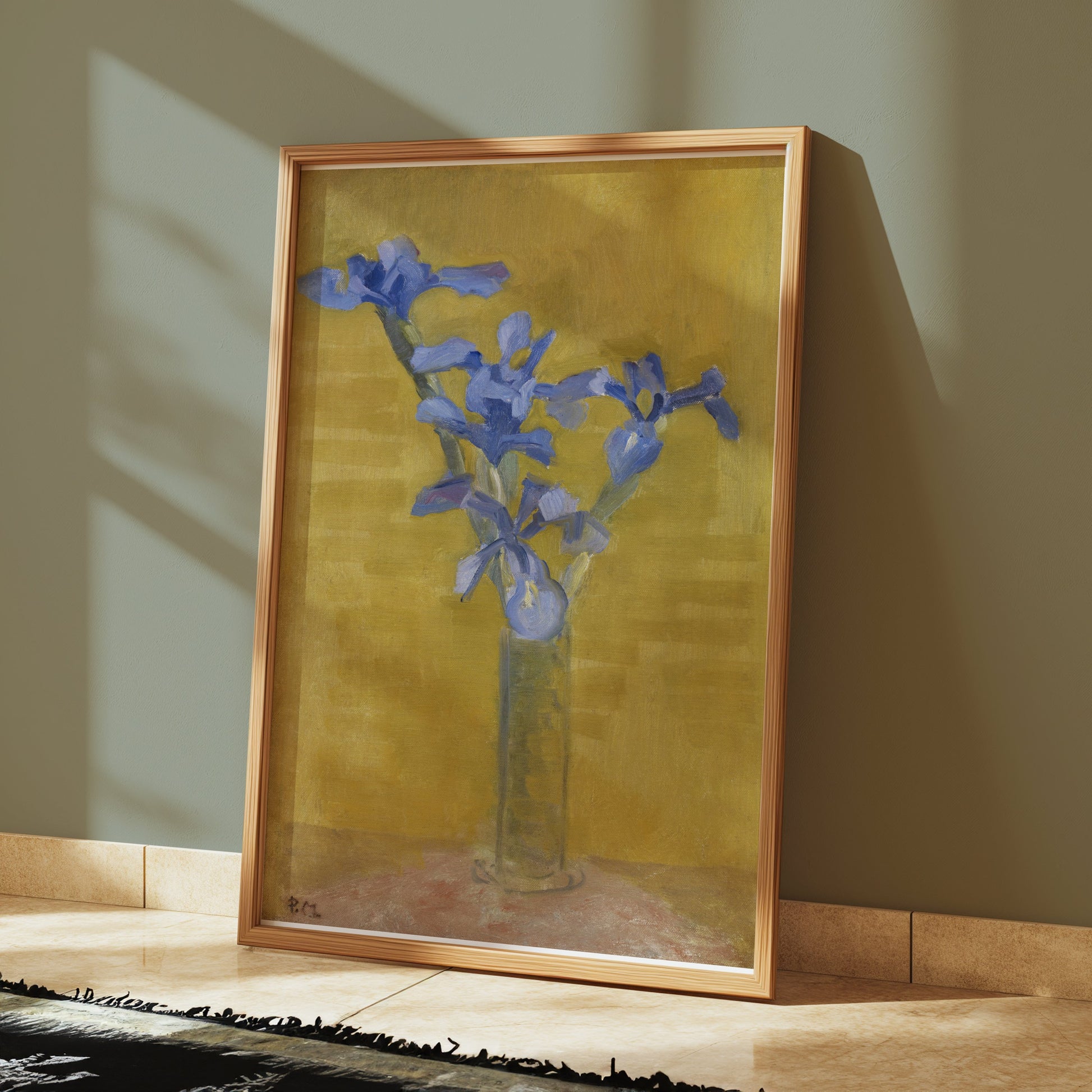 Premium Poster of Floral Still Life Blue Flowers in Vase Art Posters