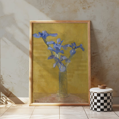 Premium Poster of Floral Still Life Blue Flowers in Vase Art Posters