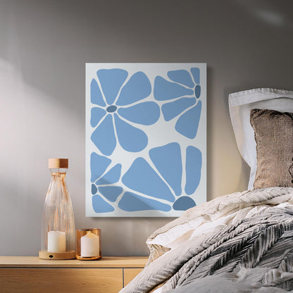 Premium Poster of Floral Wall Art Blue Abstract Flower Canvas Wraps