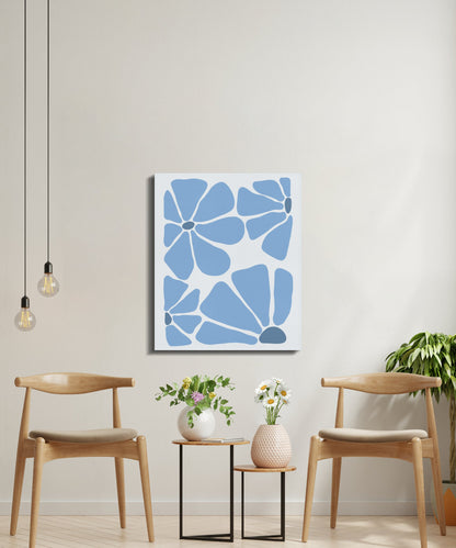 Premium Poster of Floral Wall Art Blue Abstract Flower Canvas Wraps