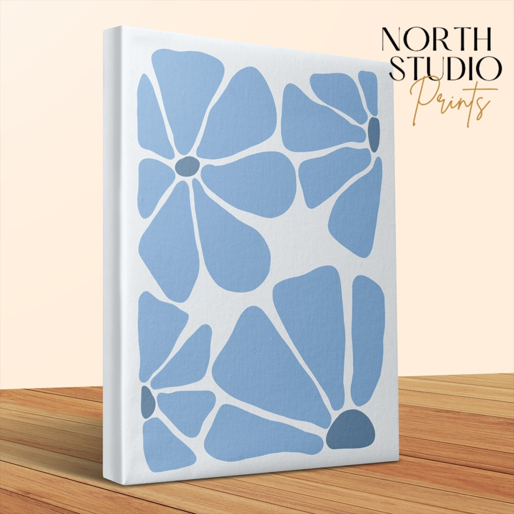 Premium Poster of Floral Wall Art Blue Abstract Flower Canvas Wraps