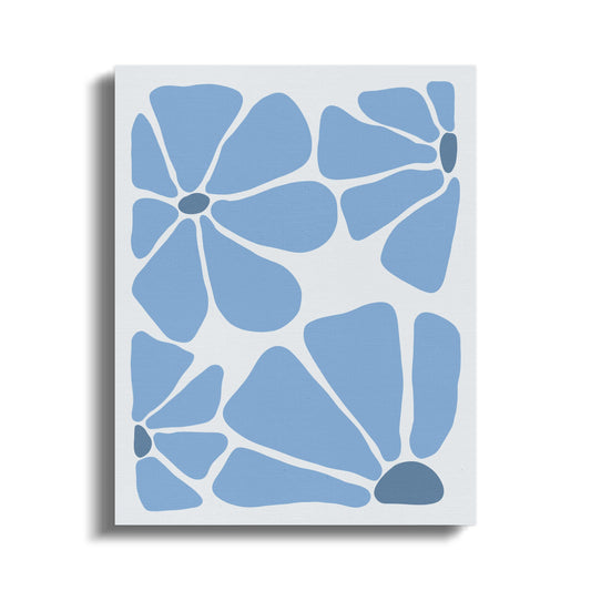 Premium Poster of Floral Wall Art Blue Abstract Flower Canvas Wraps