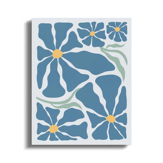 Premium Poster of Floral Wall Art Blue Flowers Design Canvas Wraps