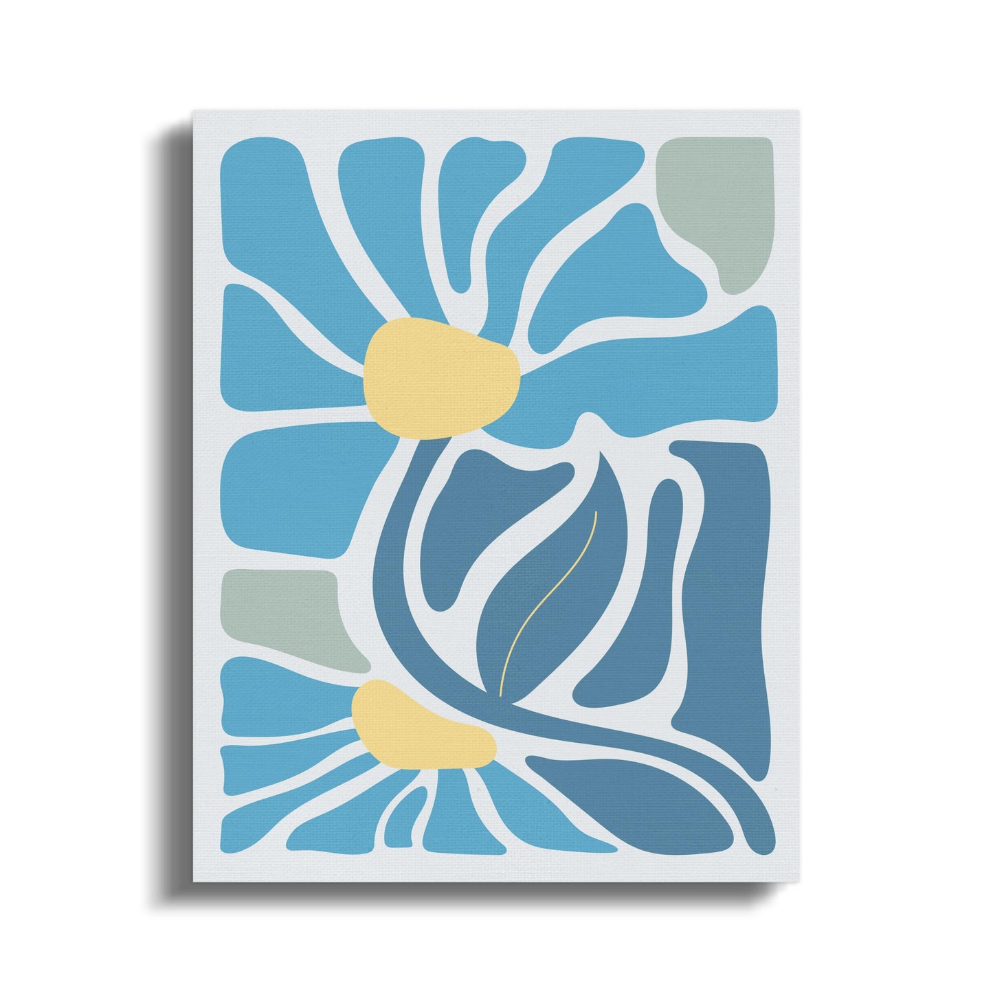 Premium Poster of Floral Wall Art Blue and Yellow Abstract Canvas Wraps