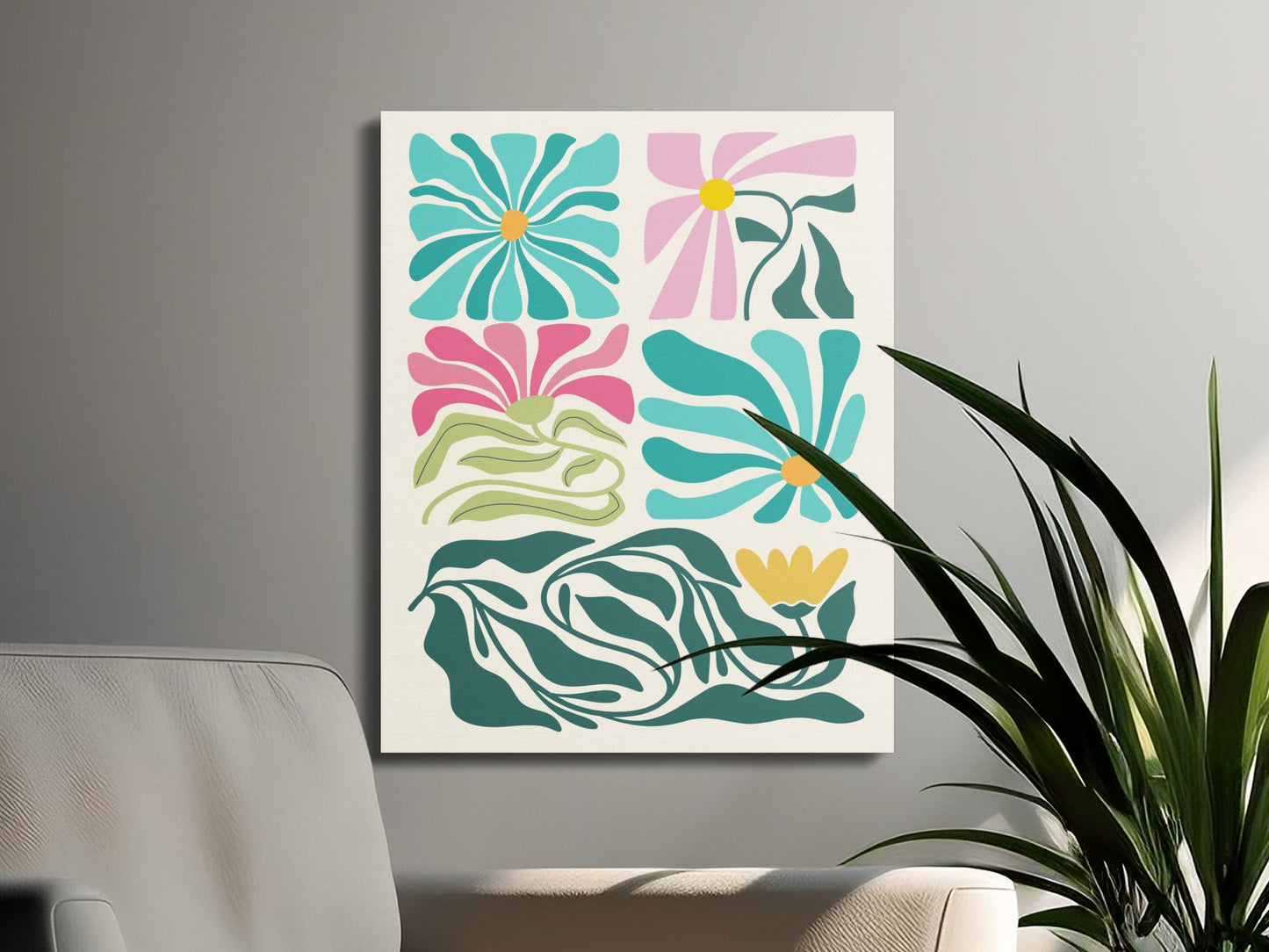 Premium Poster of Floral Wall Art Colorful Floral Design Canvas Wraps