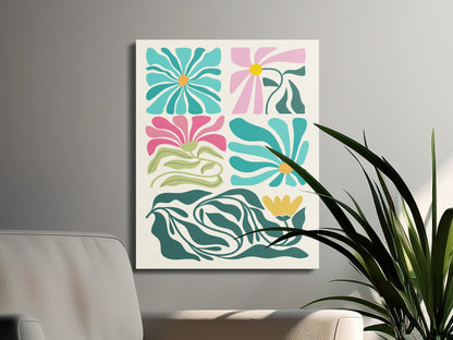 Premium Poster of Floral Wall Art Colorful Floral Design Canvas Wraps