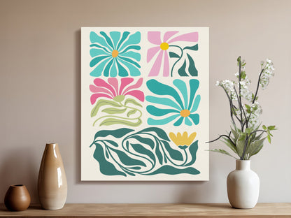 Premium Poster of Floral Wall Art Colorful Floral Design Canvas Wraps
