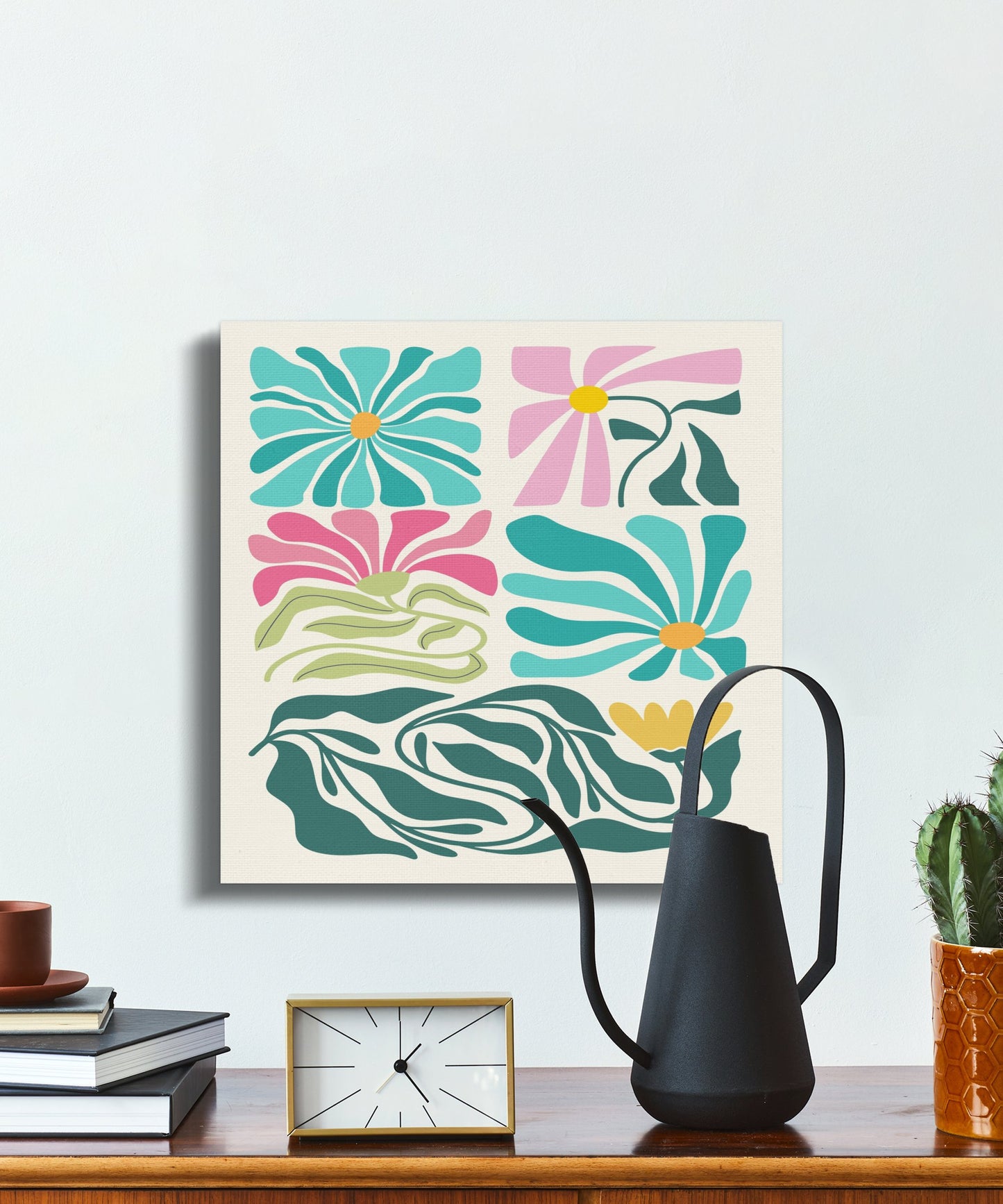 Premium Poster of Floral Wall Art Colorful Floral Design Canvas Wraps