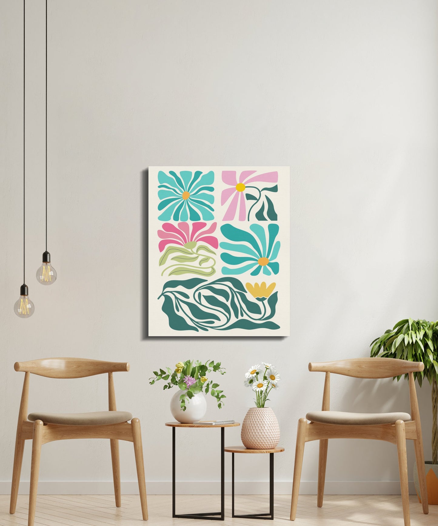 Premium Poster of Floral Wall Art Colorful Floral Design Canvas Wraps