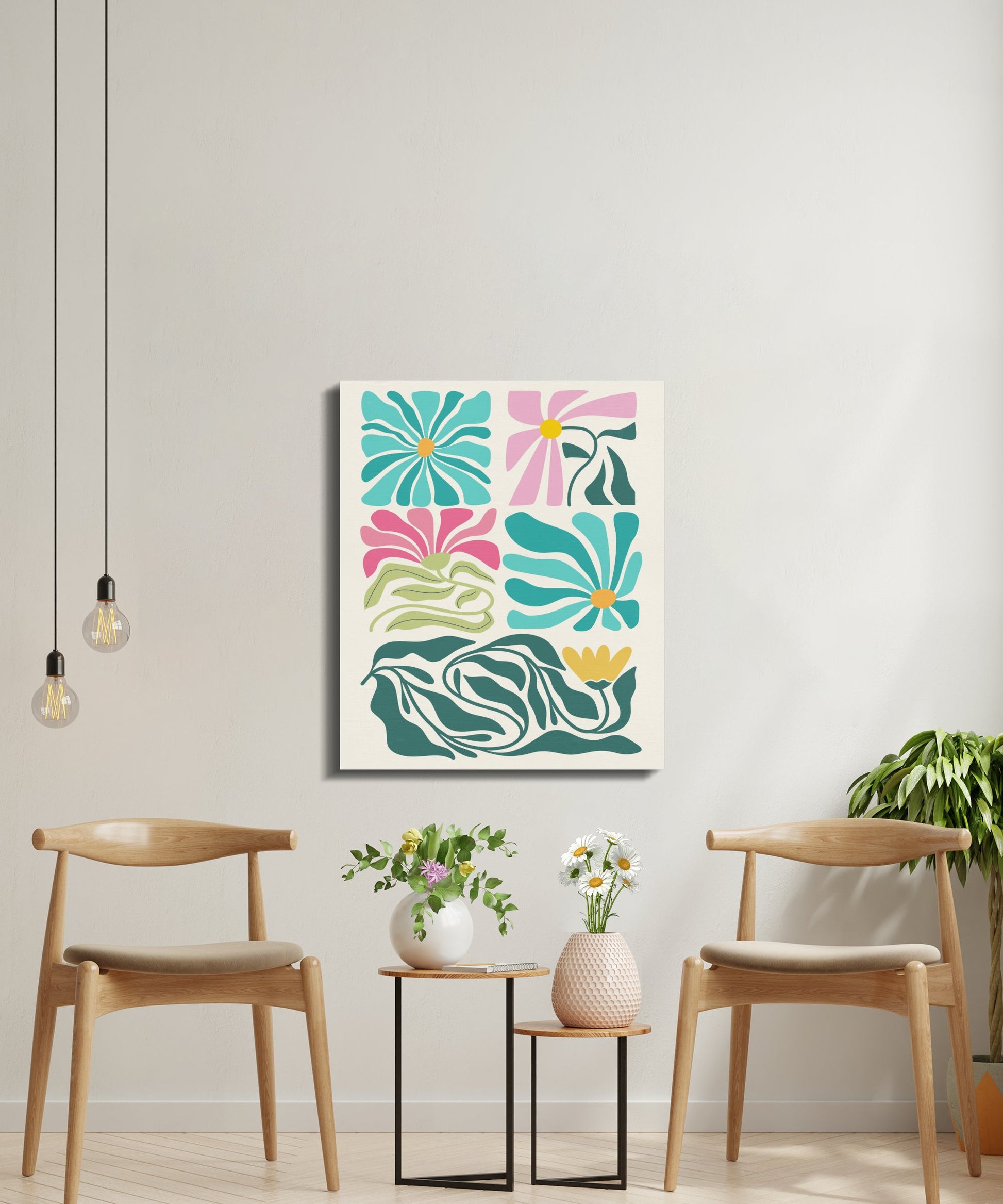Premium Poster of Floral Wall Art Colorful Floral Design Canvas Wraps