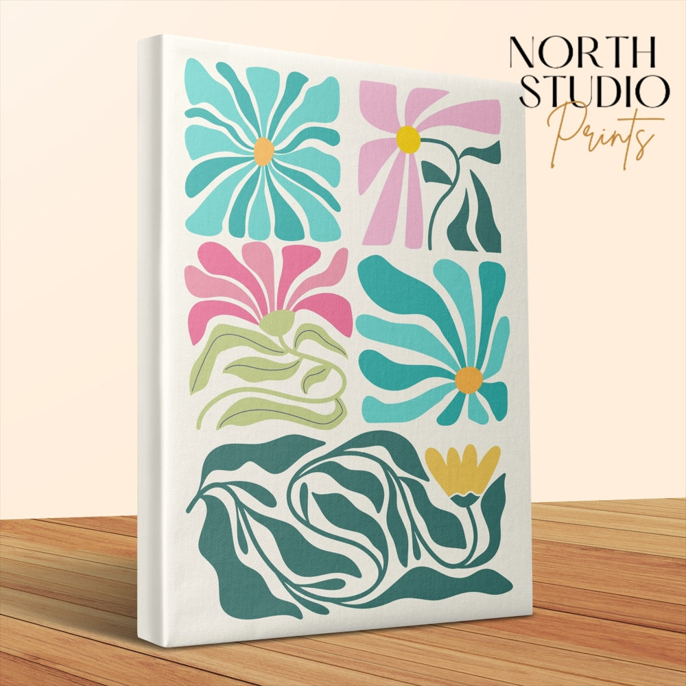 Premium Poster of Floral Wall Art Colorful Floral Design Canvas Wraps