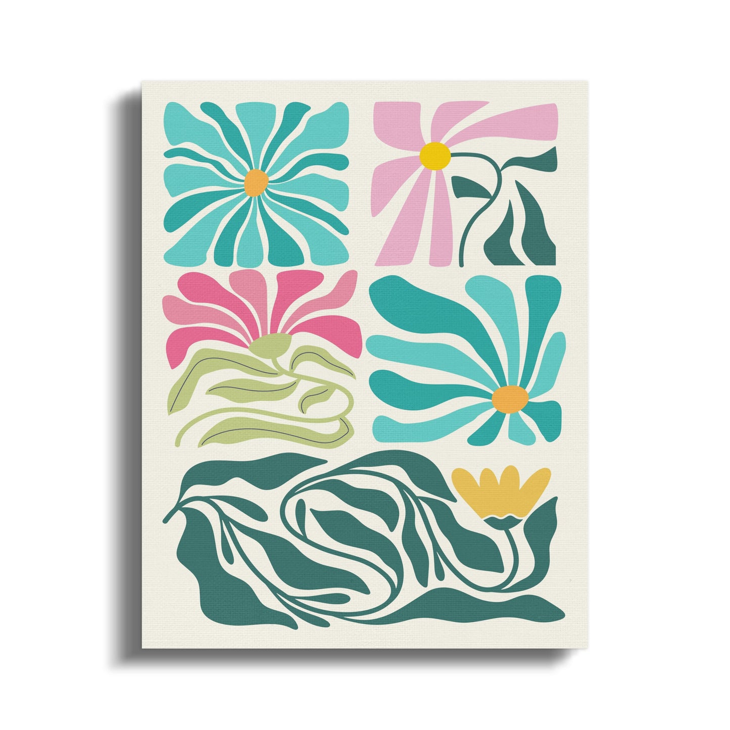 Premium Poster of Floral Wall Art Colorful Floral Design Canvas Wraps