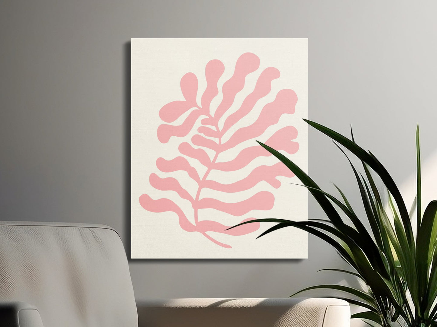 Premium Poster of Floral Wall Art Pink Leaf Design Canvas Wraps