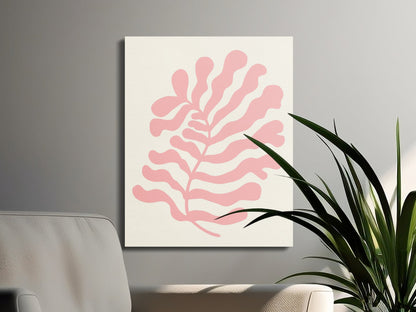Premium Poster of Floral Wall Art Pink Leaf Design Canvas Wraps