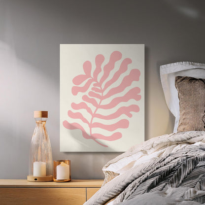 Premium Poster of Floral Wall Art Pink Leaf Design Canvas Wraps