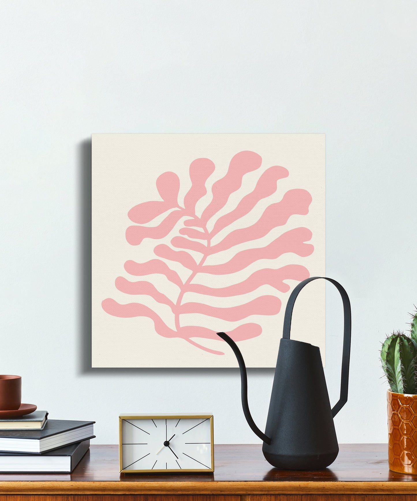 Premium Poster of Floral Wall Art Pink Leaf Design Canvas Wraps
