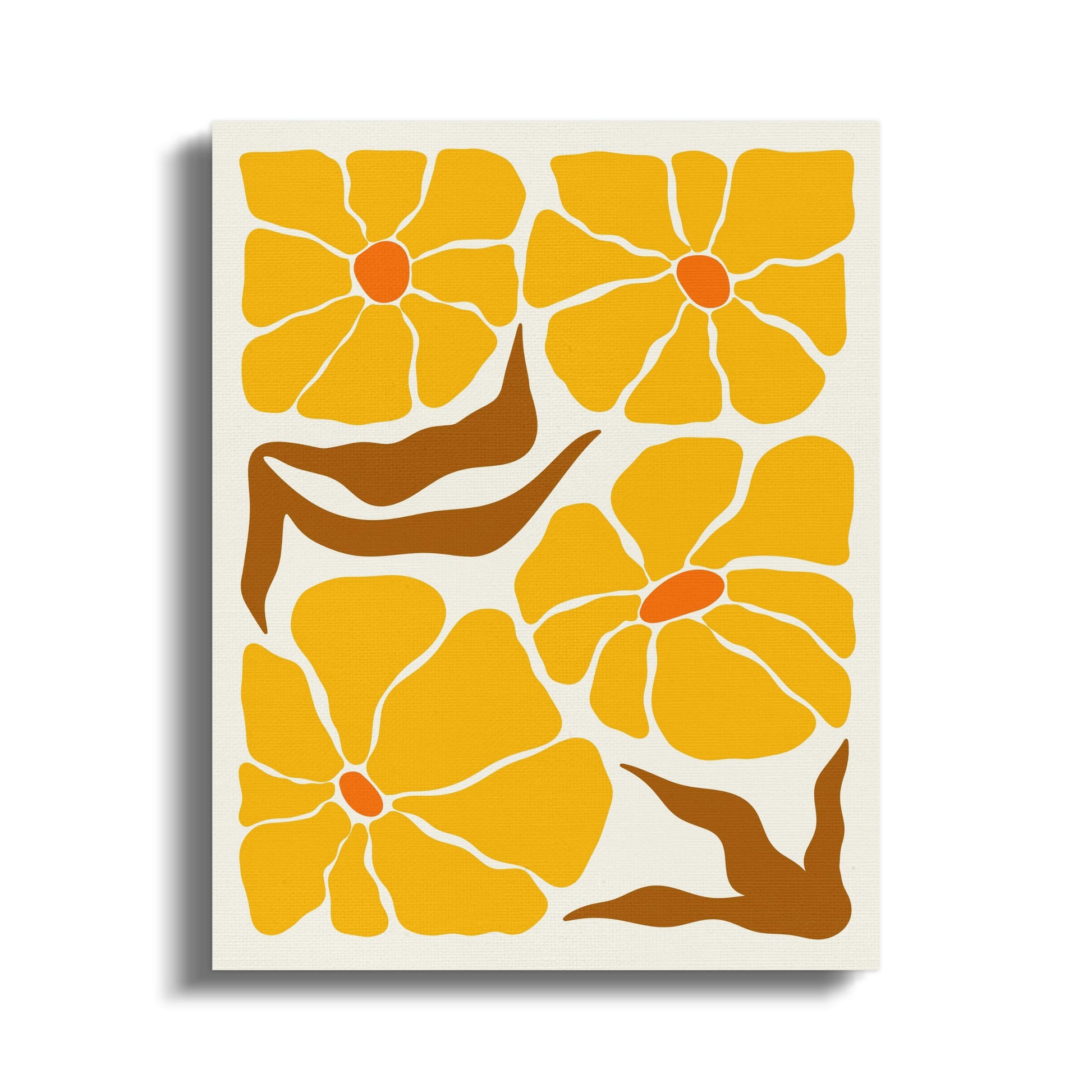Premium Poster of Floral Wall Art Yellow Orange Flowers Canvas Wraps