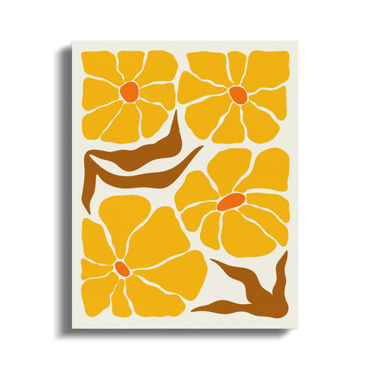Premium Poster of Floral Wall Art Yellow Orange Flowers Canvas Wraps