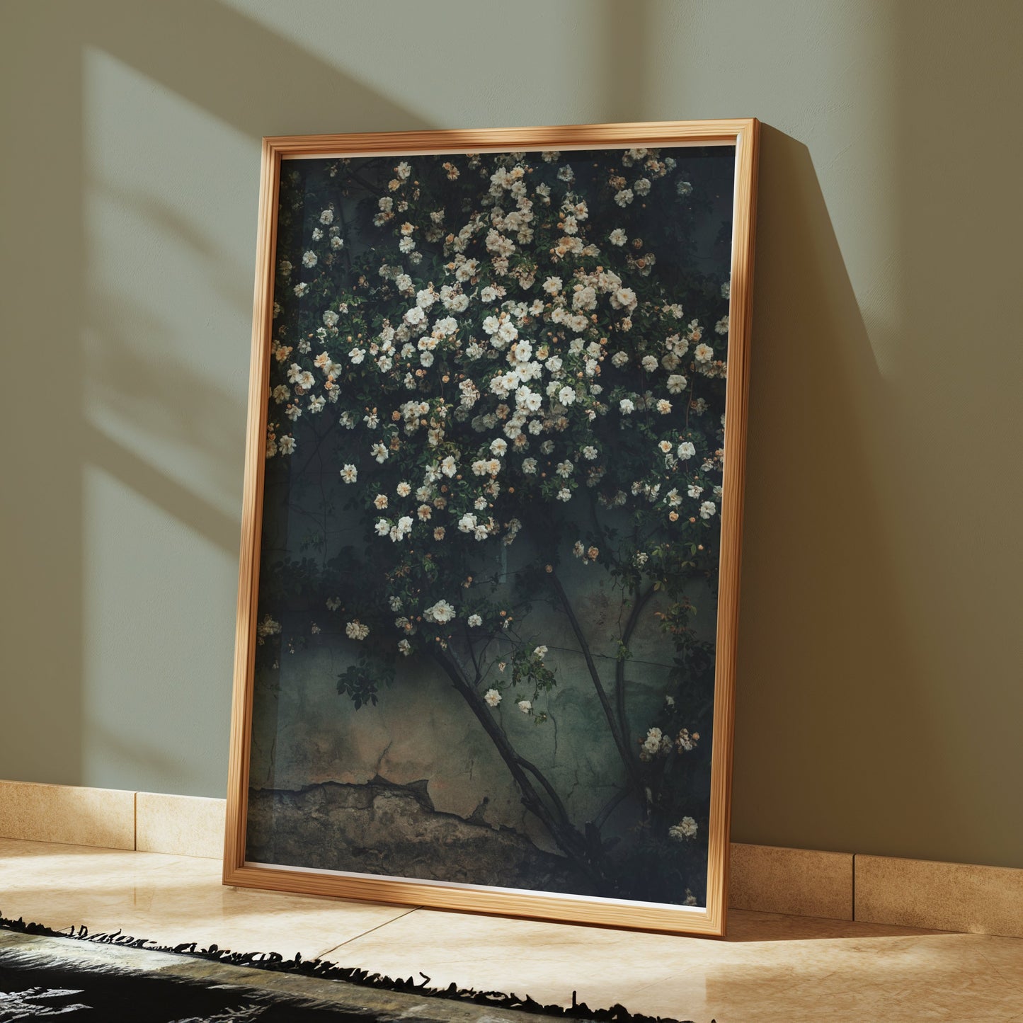 Premium Poster of Floral Wall with Climbing Roses Decorative Art Posters
