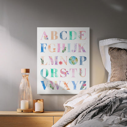 Premium Poster of Floral Watercolor Alphabet Nursery Canvas Wraps