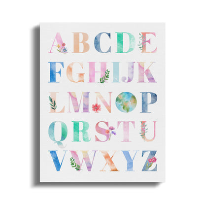 Premium Poster of Floral Watercolor Alphabet Nursery Canvas Wraps