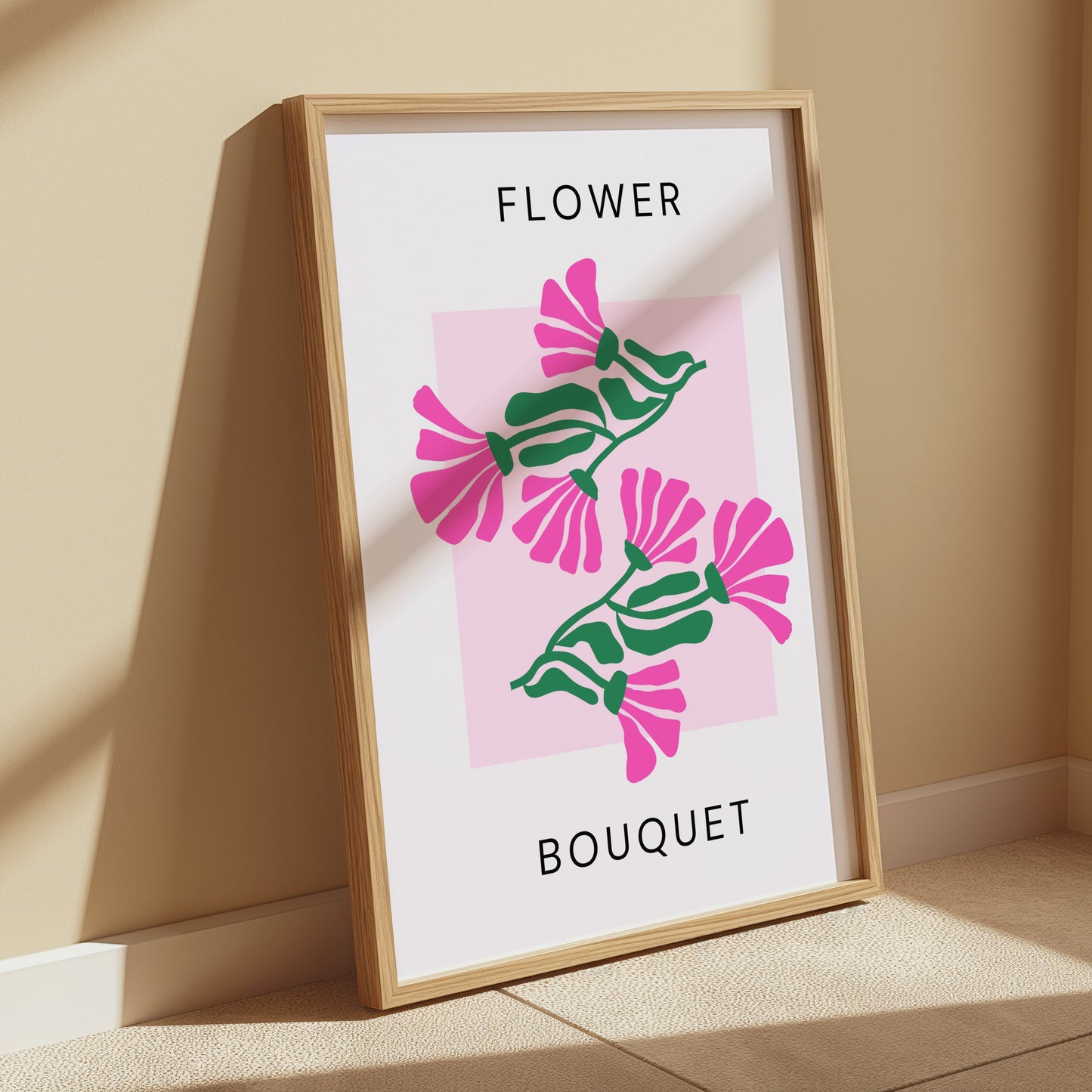 Premium Poster of Flower Bouquet Pink and Green Design Art Posters
