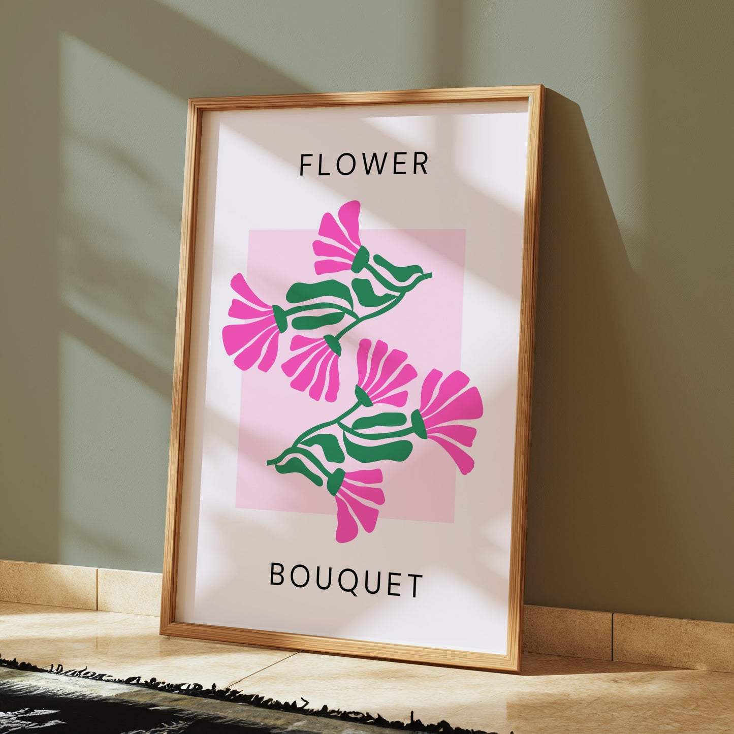 Premium Poster of Flower Bouquet Pink and Green Design Art Posters