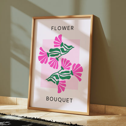 Premium Poster of Flower Bouquet Pink and Green Design Art Posters
