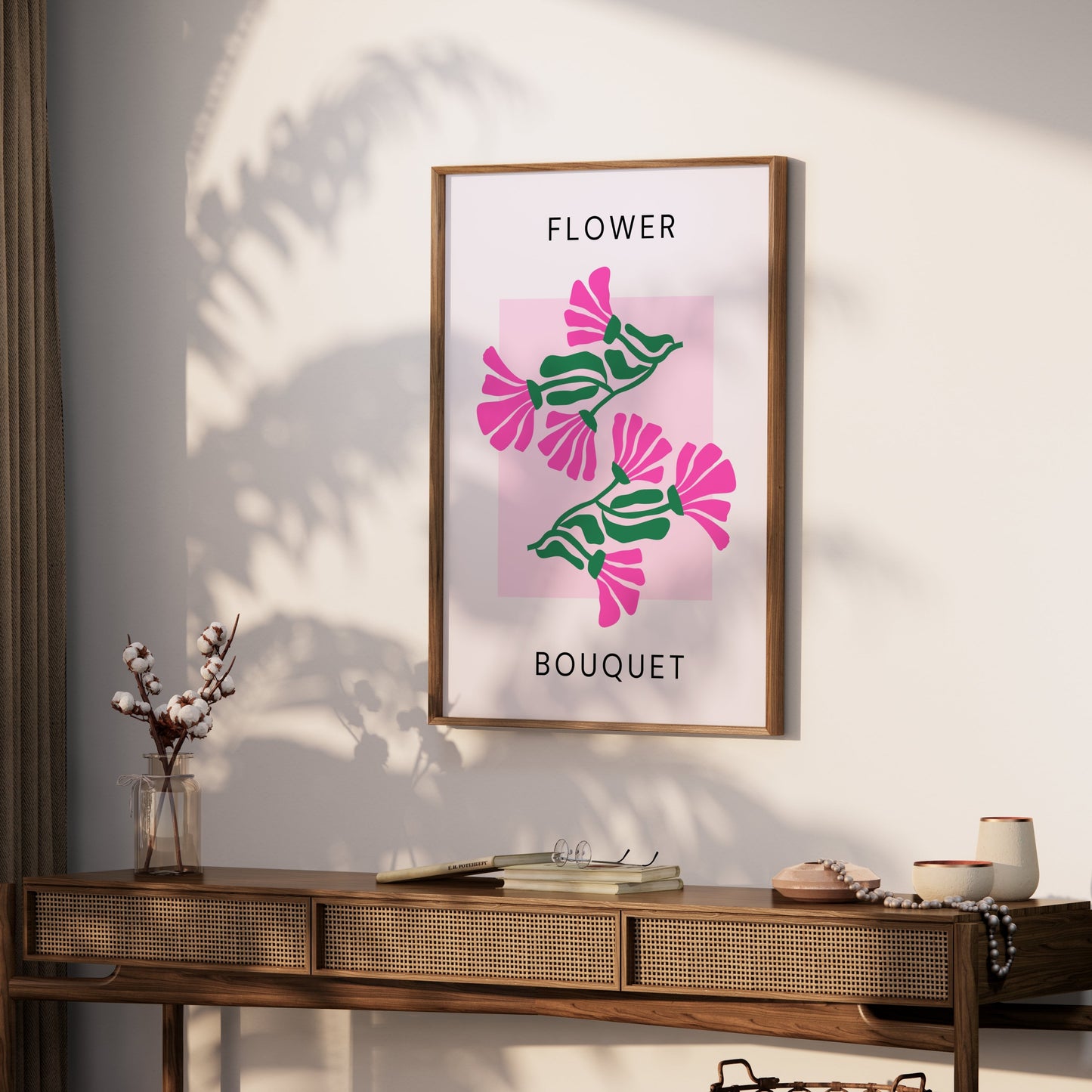 Premium Poster of Flower Bouquet Pink and Green Design Art Posters
