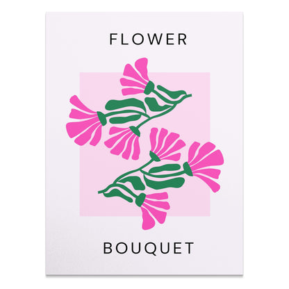 Premium Poster of Flower Bouquet Pink and Green Design Art Posters