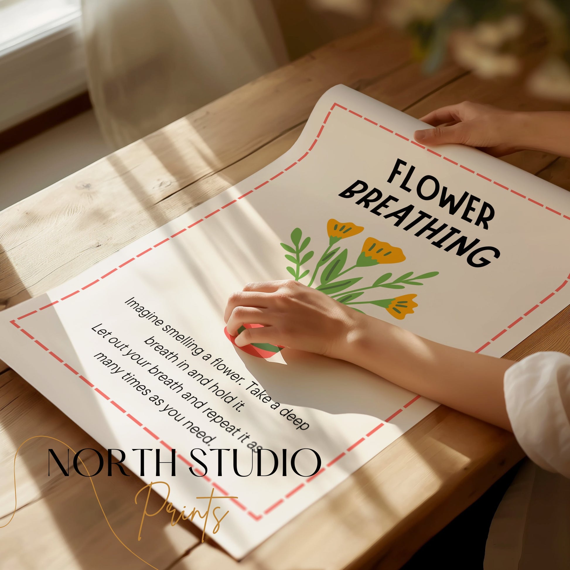 Premium Poster of Flower Breathing Relaxation Instructional Posters
