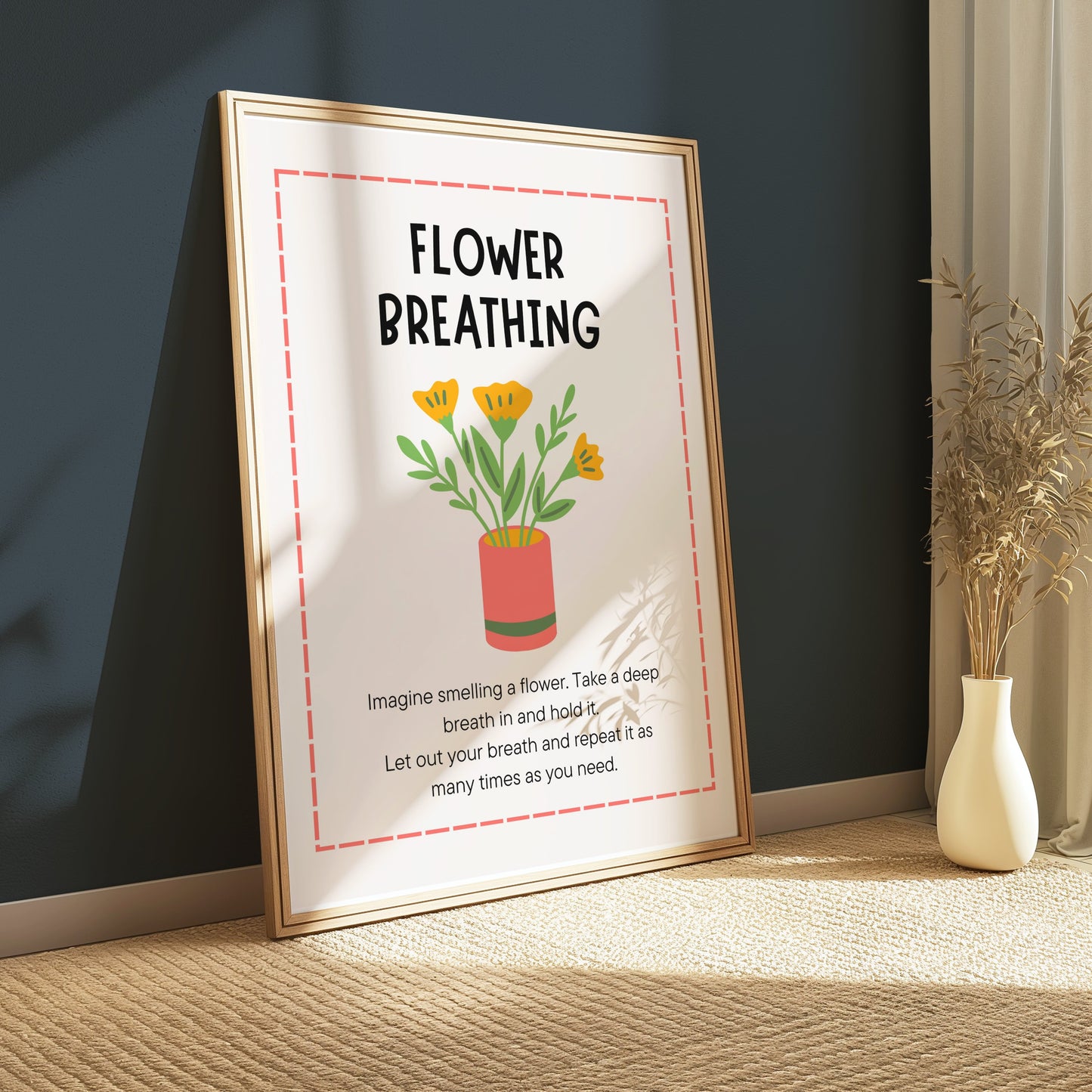 Premium Poster of Flower Breathing Relaxation Instructional Posters