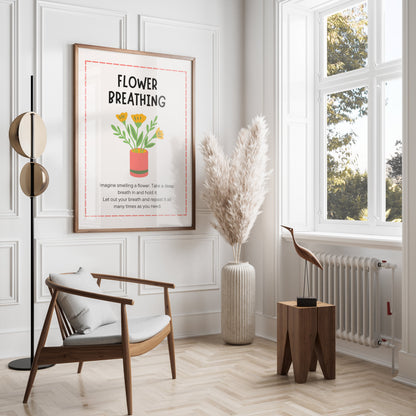 Premium Poster of Flower Breathing Relaxation Instructional Posters