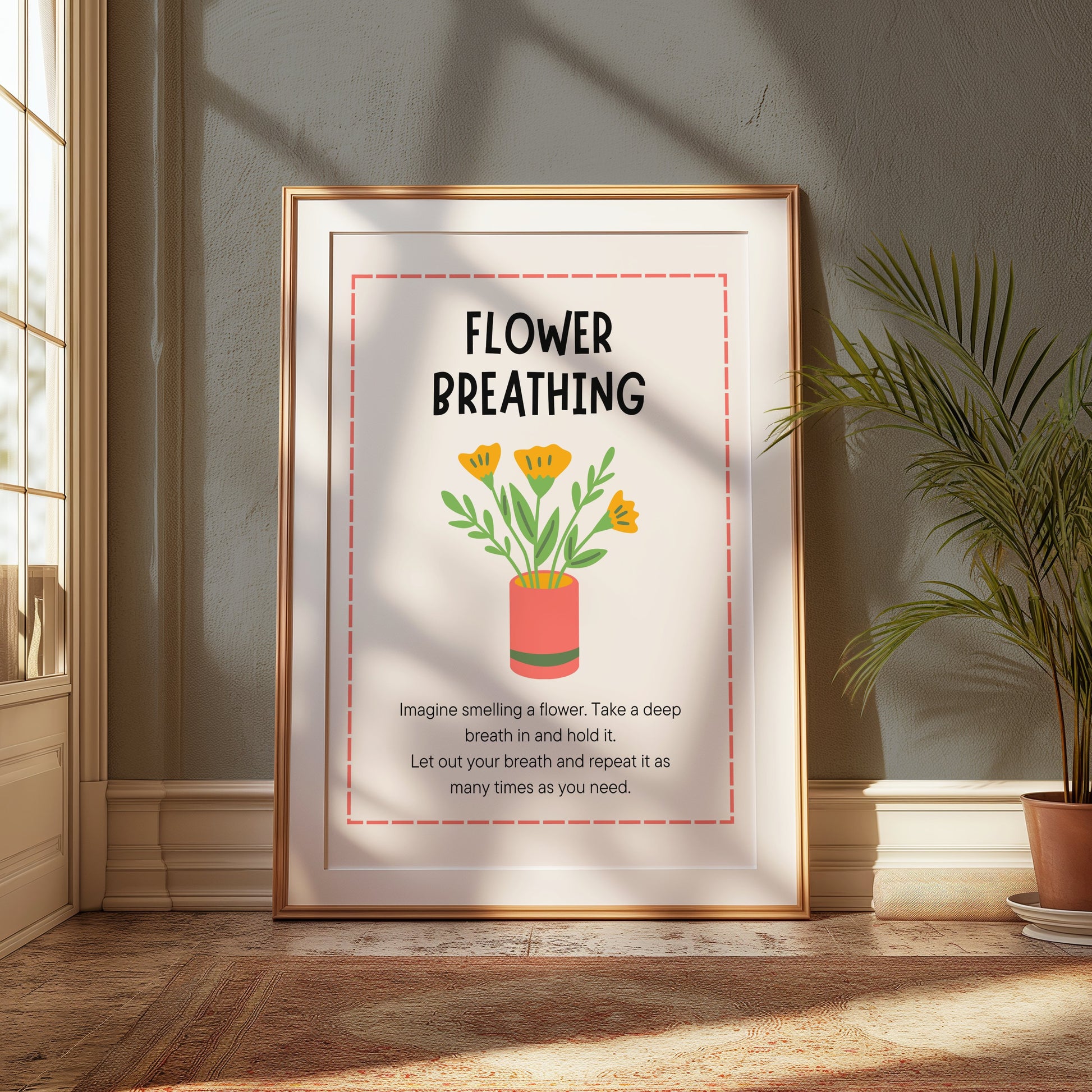 Premium Poster of Flower Breathing Relaxation Instructional Posters