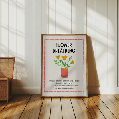 Premium Poster of Flower Breathing Relaxation Instructional Posters
