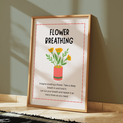 Premium Poster of Flower Breathing Relaxation Instructional Posters