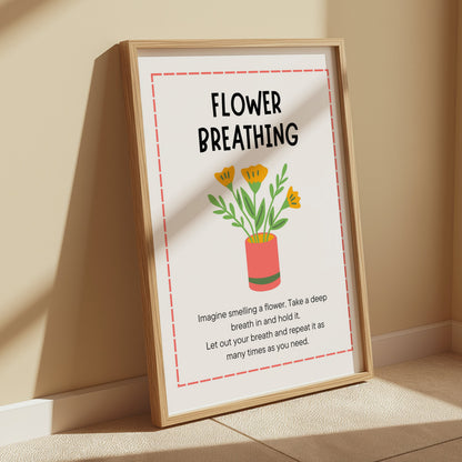 Premium Poster of Flower Breathing Relaxation Instructional Posters