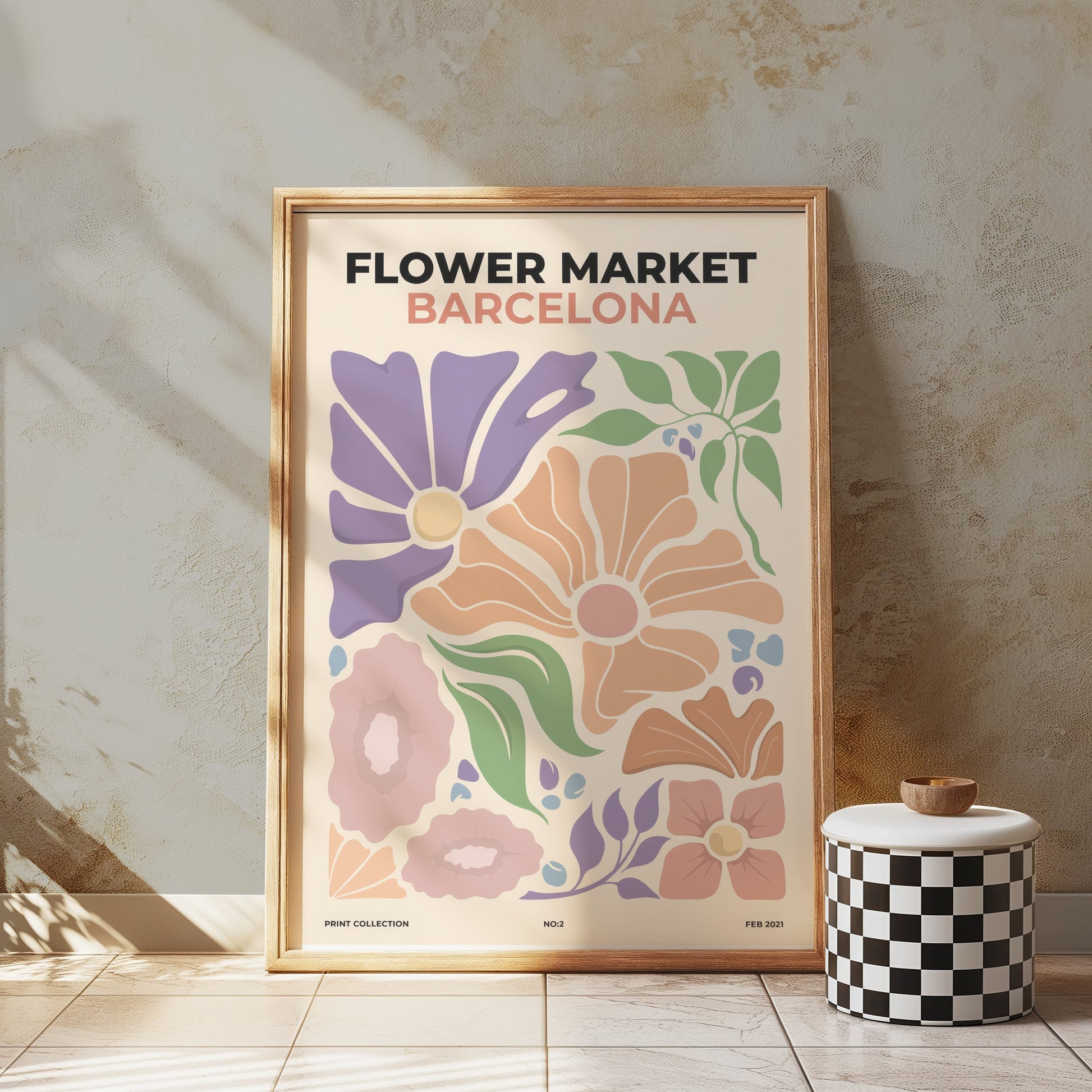 Premium Poster of Flower Market Barcelona Botanical Art Print Posters