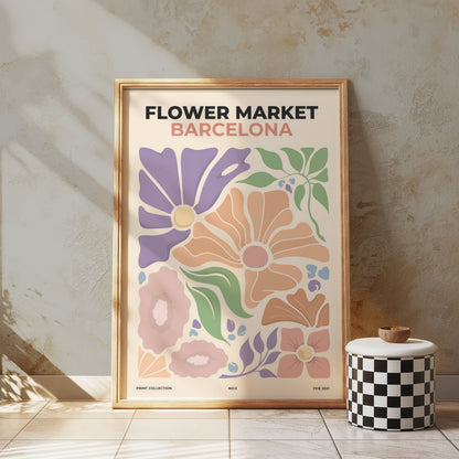 Premium Poster of Flower Market Barcelona Botanical Art Print Posters