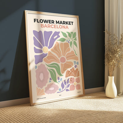 Premium Poster of Flower Market Barcelona Botanical Art Print Posters
