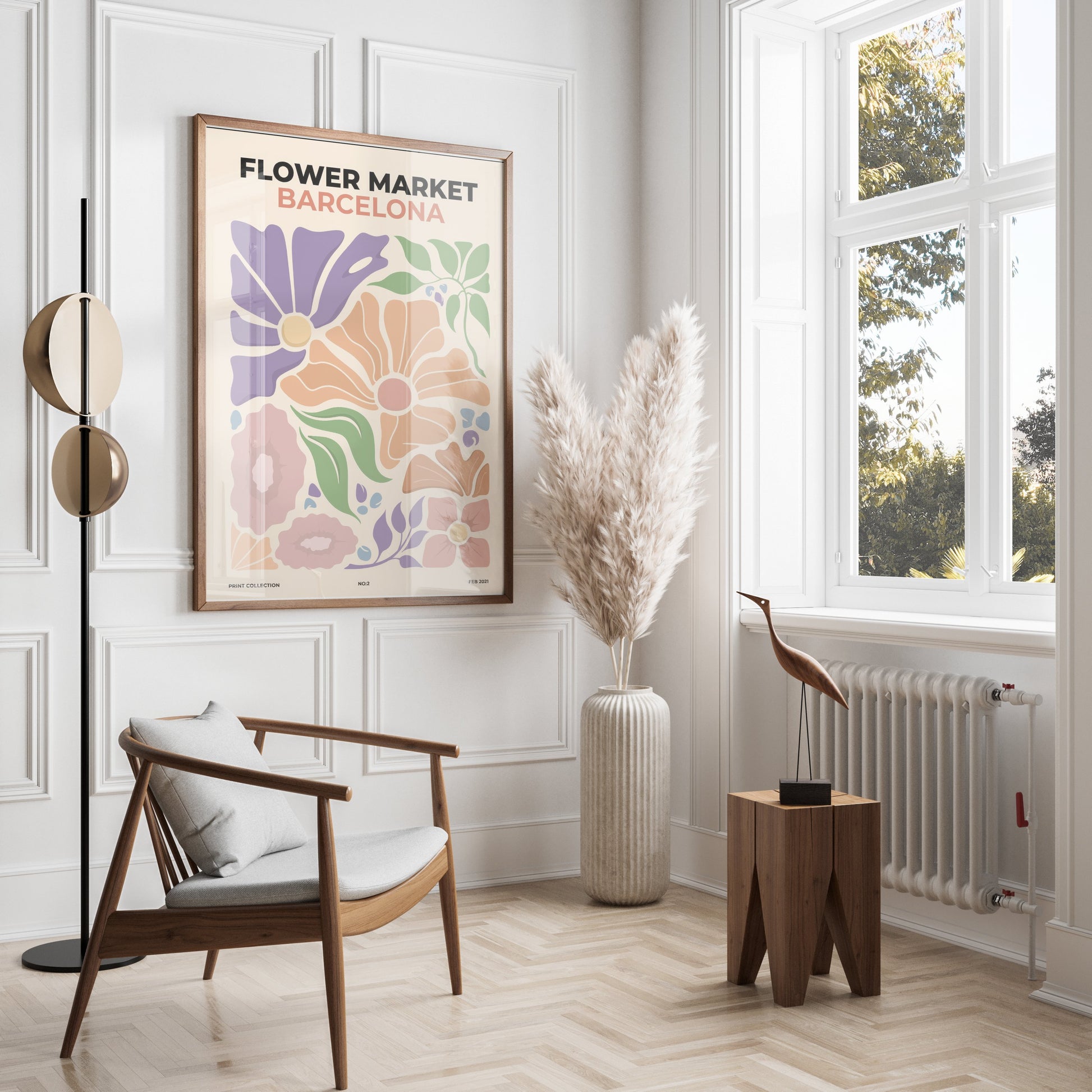 Premium Poster of Flower Market Barcelona Botanical Art Print Posters