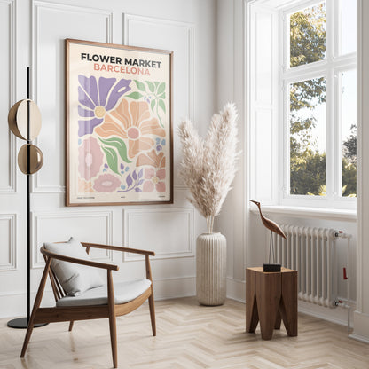 Premium Poster of Flower Market Barcelona Botanical Art Print Posters