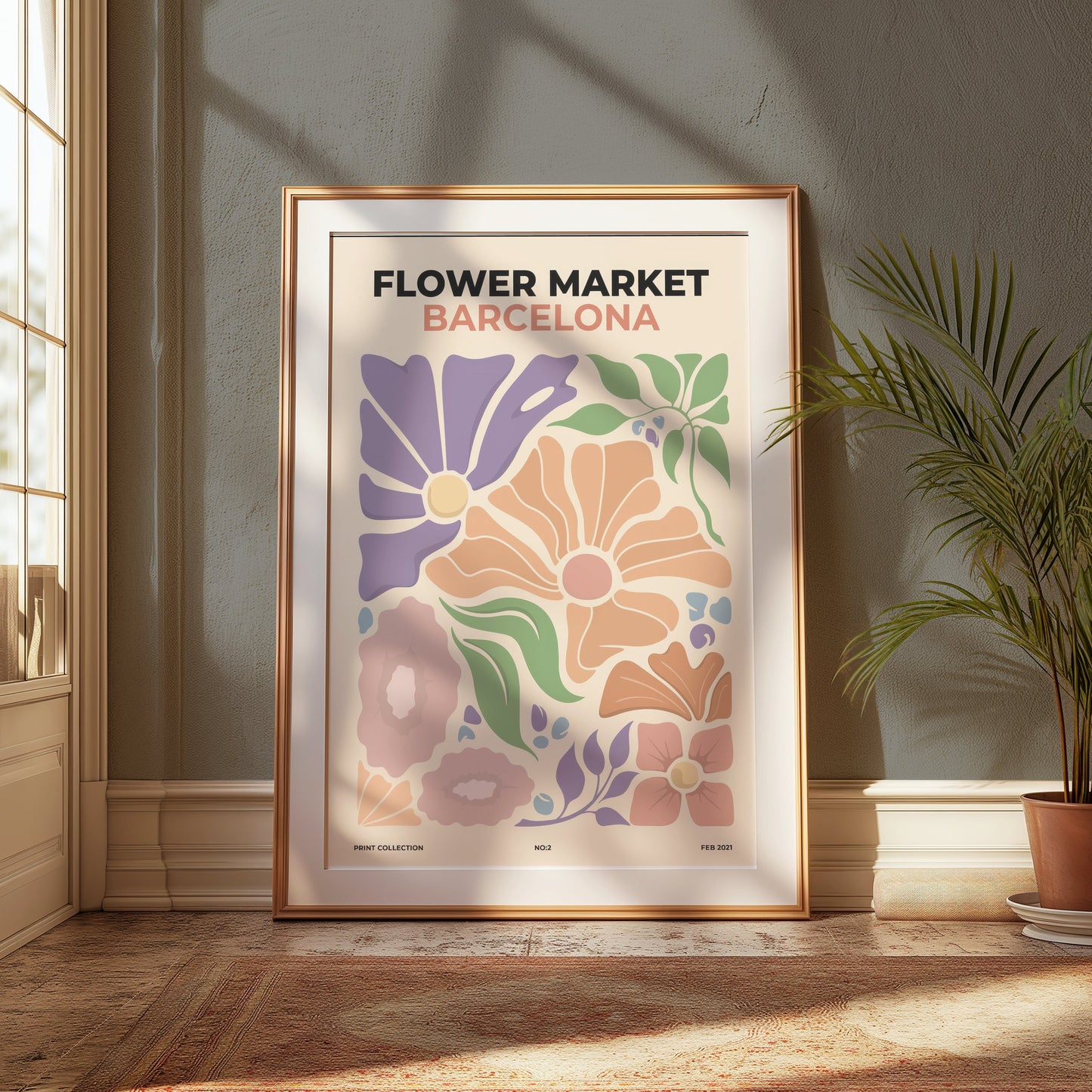 Premium Poster of Flower Market Barcelona Botanical Art Print Posters